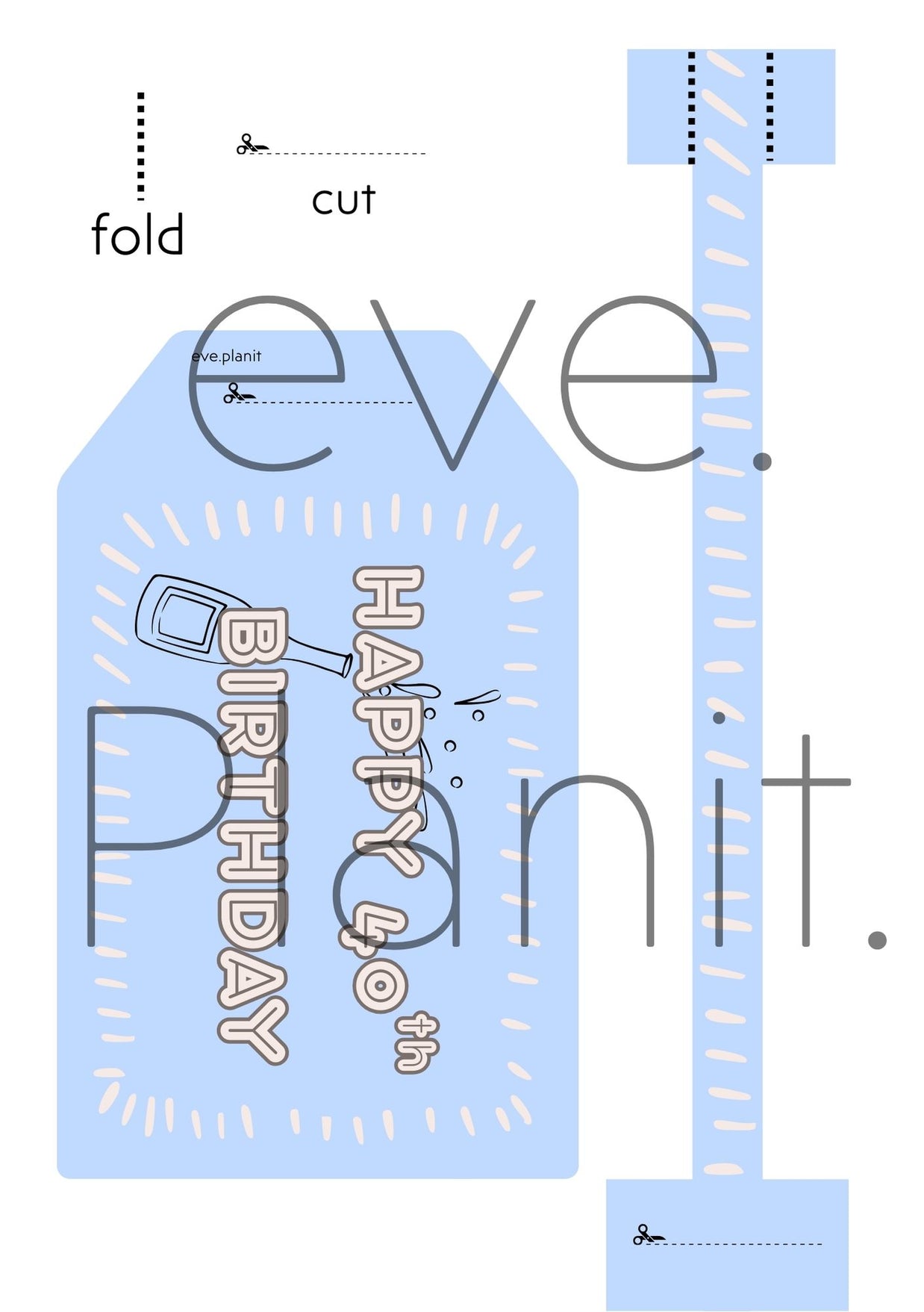 Happy 40th Birthday Baby Blue Wine Bottle DIY Tags