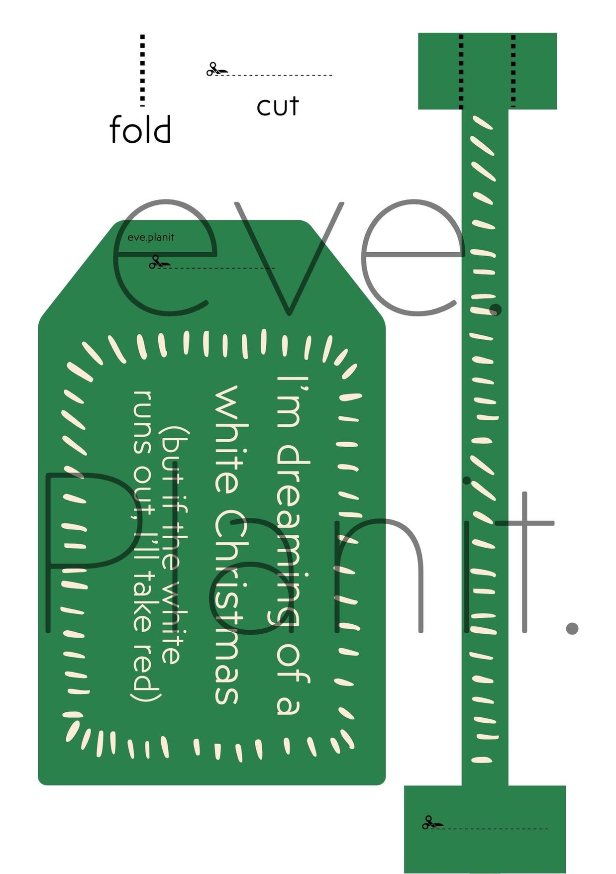 I'm Dreaming of a White Wine Christmas Wine Bottle DIY Tag (Green)