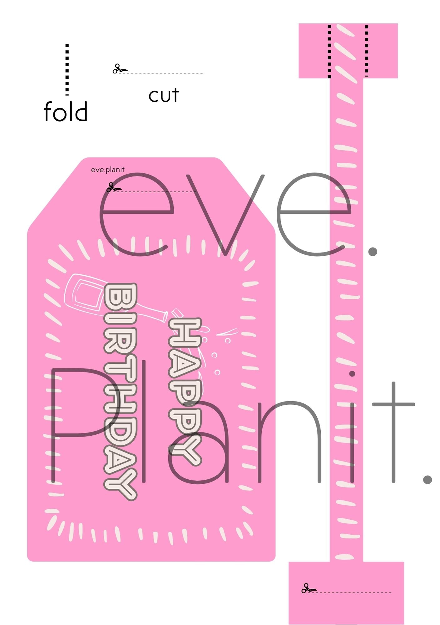 Happy Birthday Baby Pink Wine Bottle DIY Tags