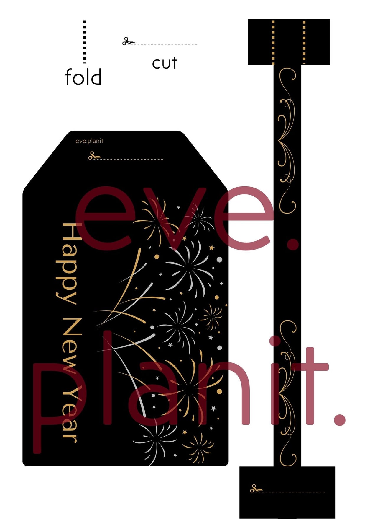 Happy New Year - Wine Bottle DIY Tag