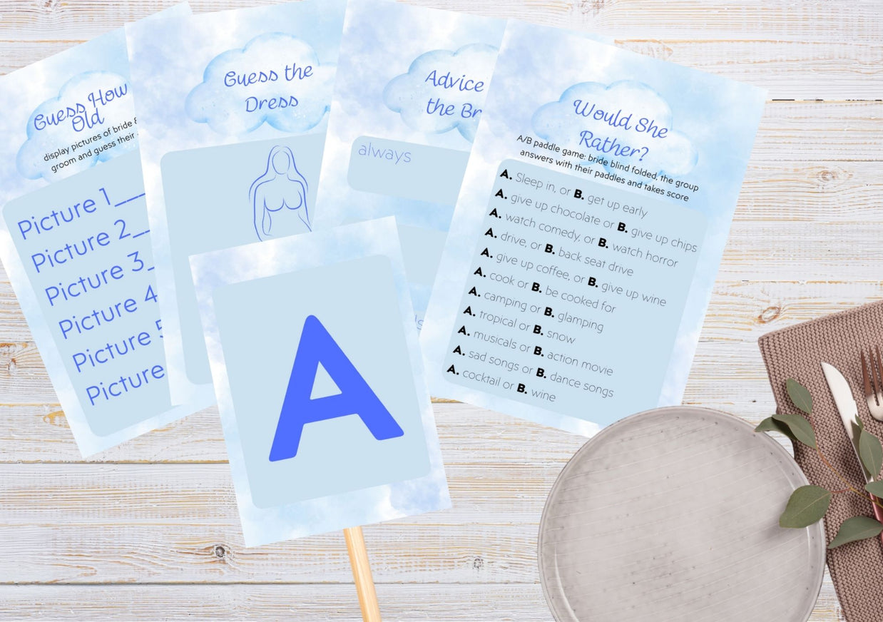 Blue Bride on Cloud Nine - Hen’s Party Games Printable Pack