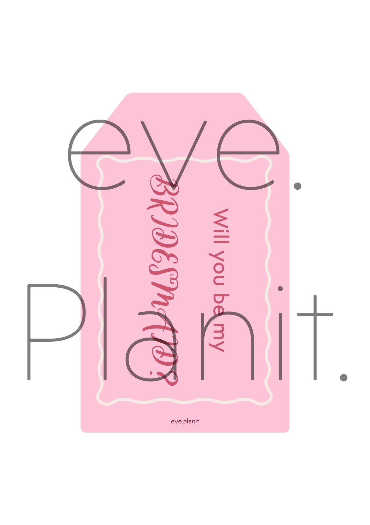 Will you be my bridesmaid? bag tag style DIY card PINK