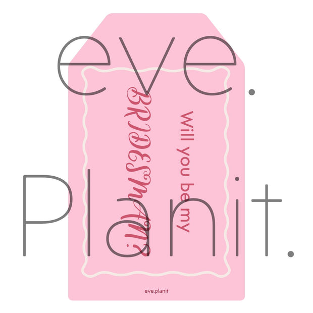 Male Bridesmaid - Will you be my bridesman? bag tag style DIY card PINK