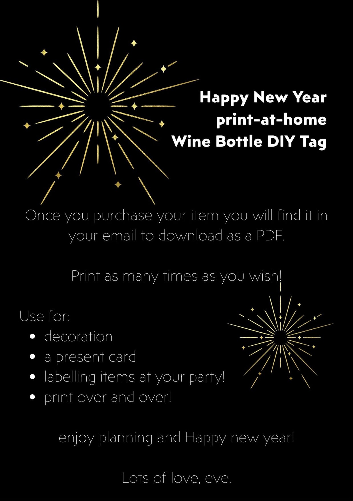 Happy New Year - Wine Bottle DIY Tag