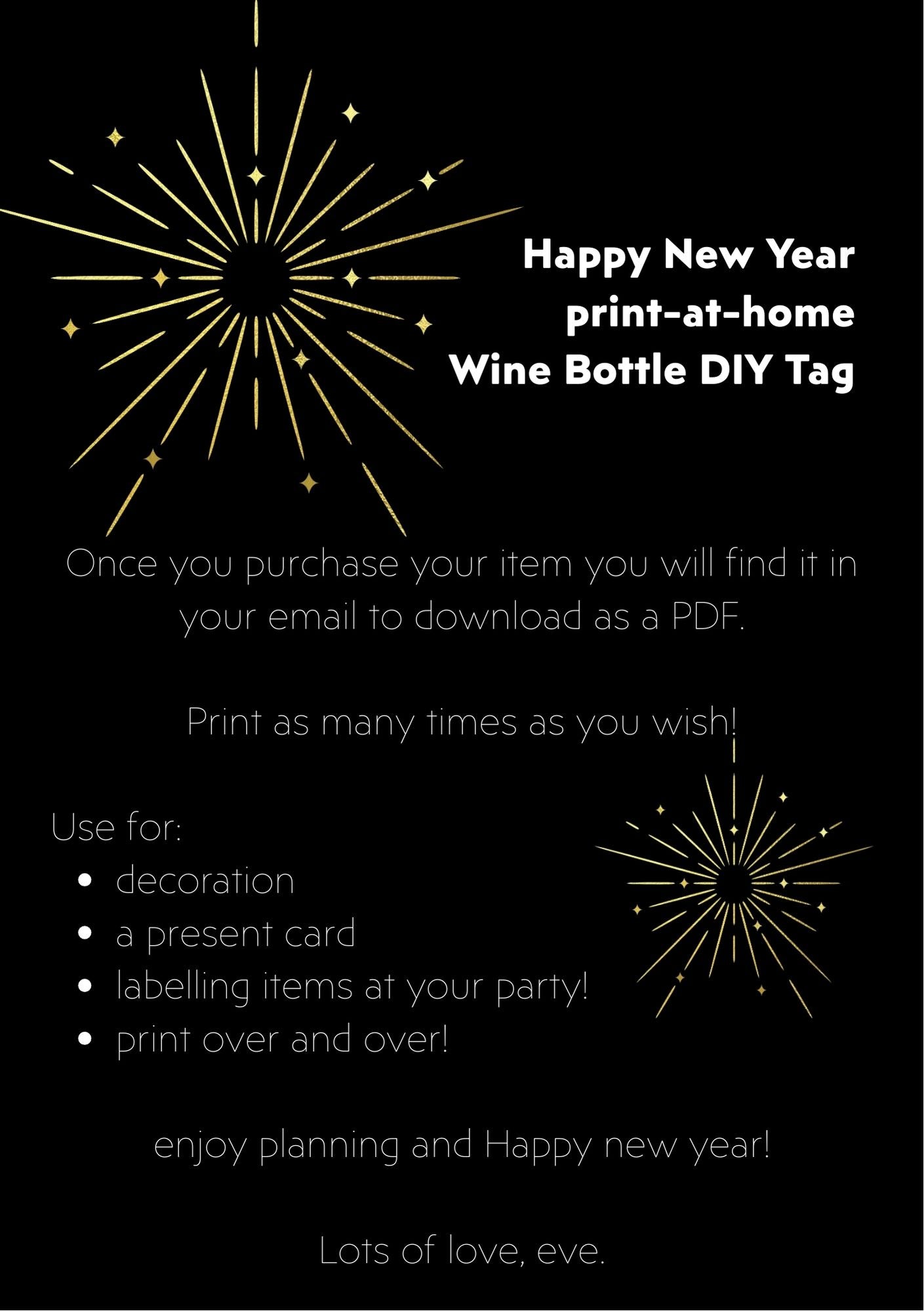 Happy New Year - Wine Bottle DIY Tag