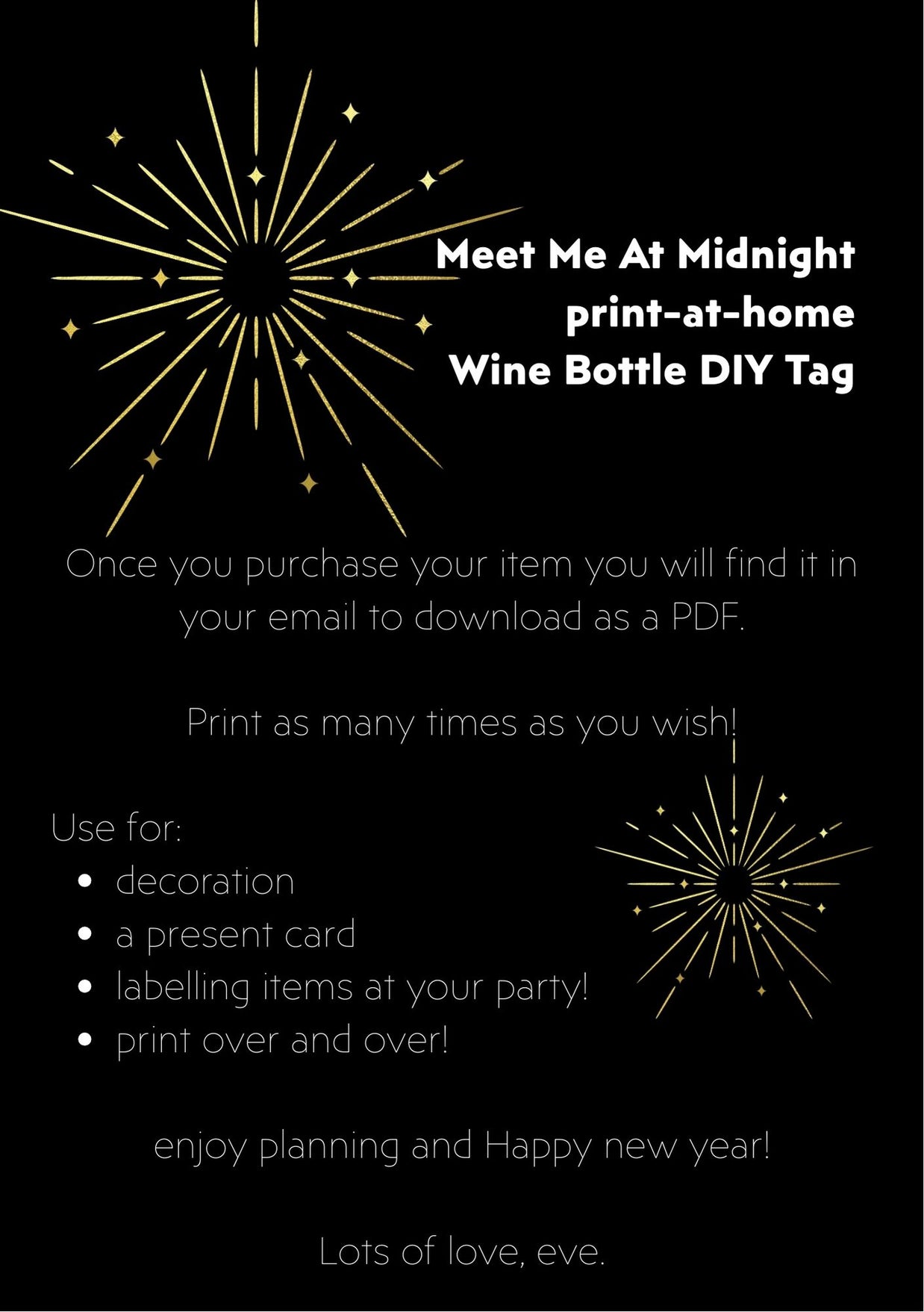Meet Me At Midnight - Wine Bottle DIY Tag