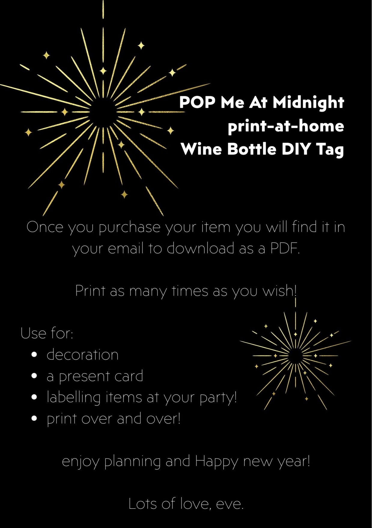 POP me at midnight - Wine Bottle DIY Tag