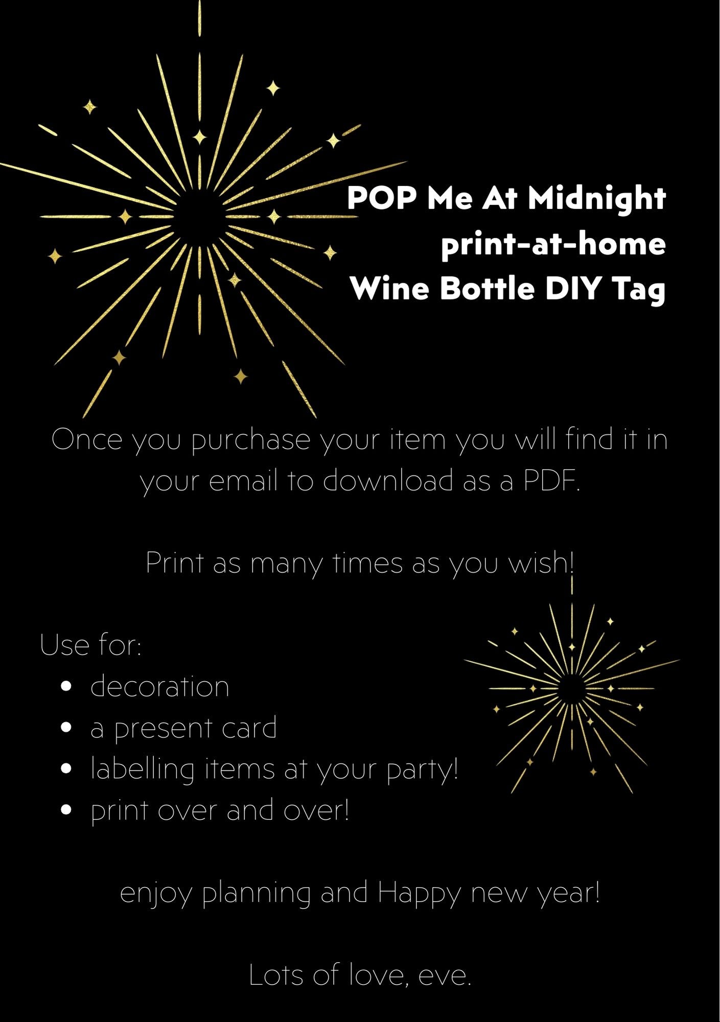 POP me at midnight - Wine Bottle DIY Tag