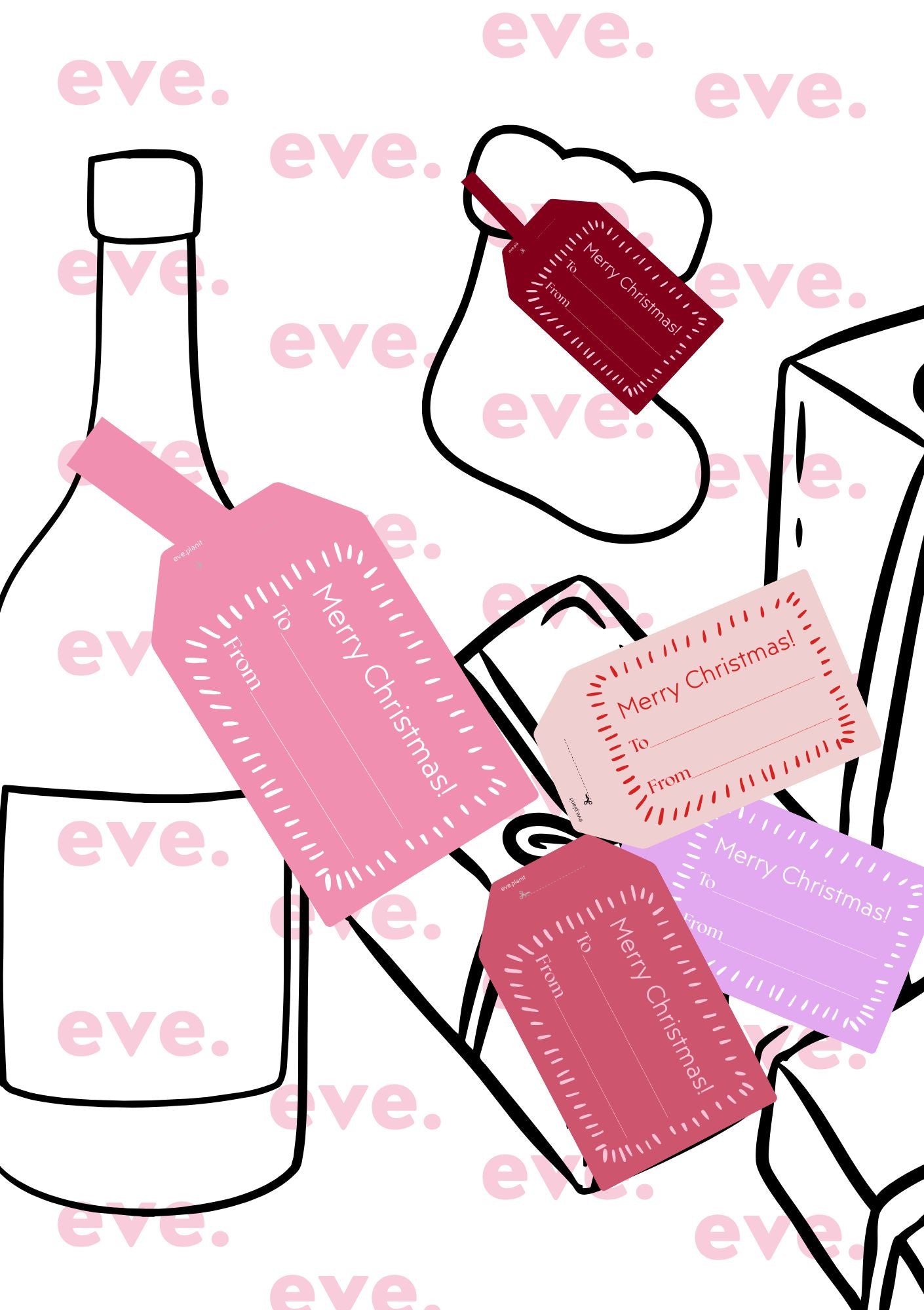 PINK CHRISTMAS CARD BUNDLE - Merry Christmas DIY Present Tags
