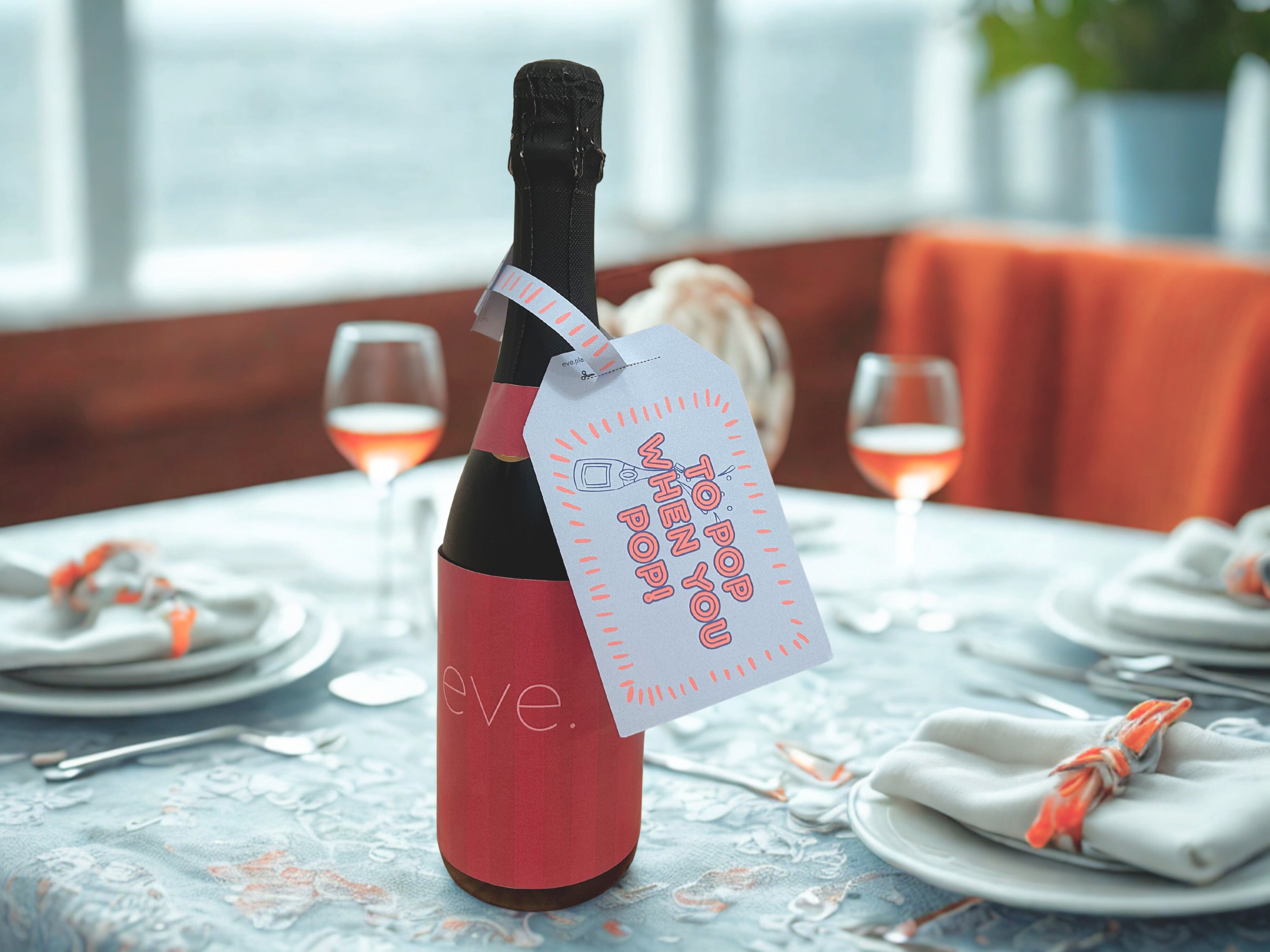 Baby Shower 'TO POP' Wine Bottle DIY Tag (Orange/Blue)