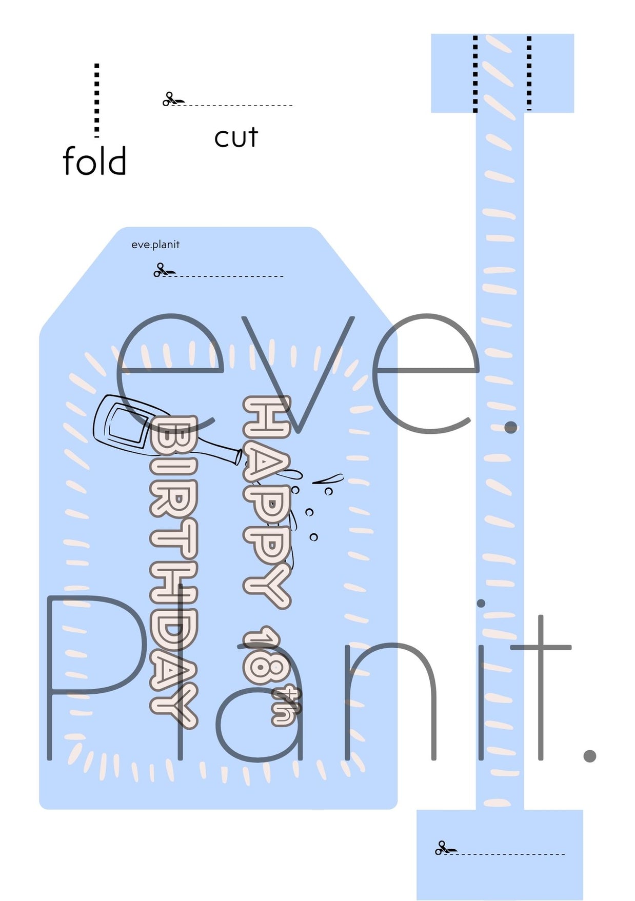 Happy 18th Birthday Baby Blue Wine Bottle DIY Tags