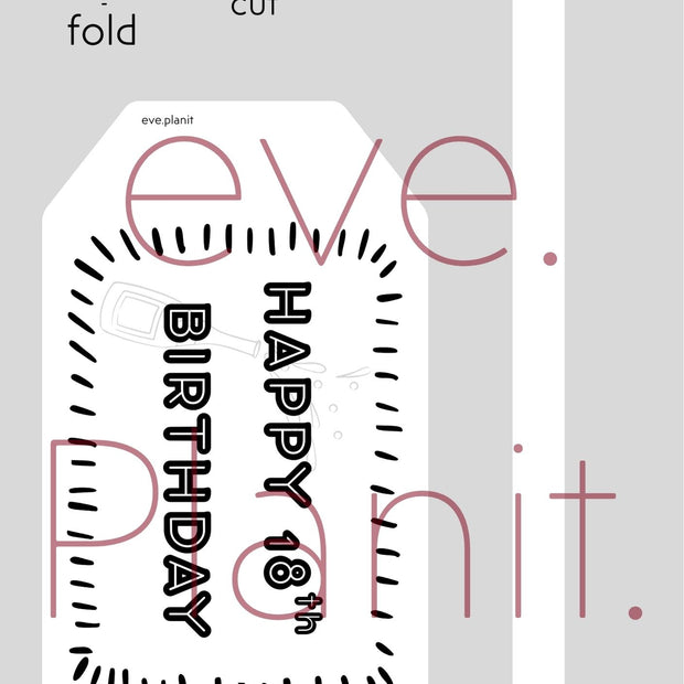 Happy 18th Birthday Black&white Wine Bottle DIY Tags