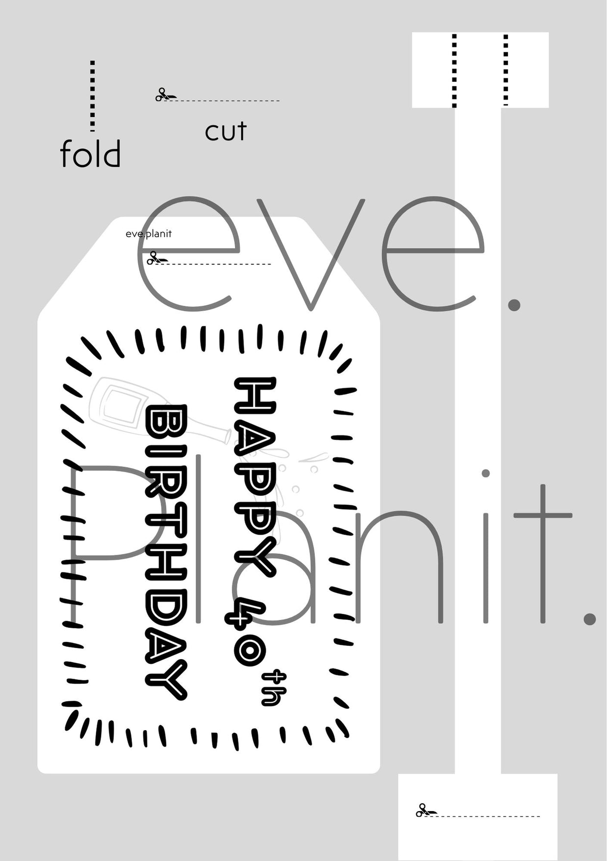 Happy 40th Birthday Baby Black&White Bottle DIY Tags