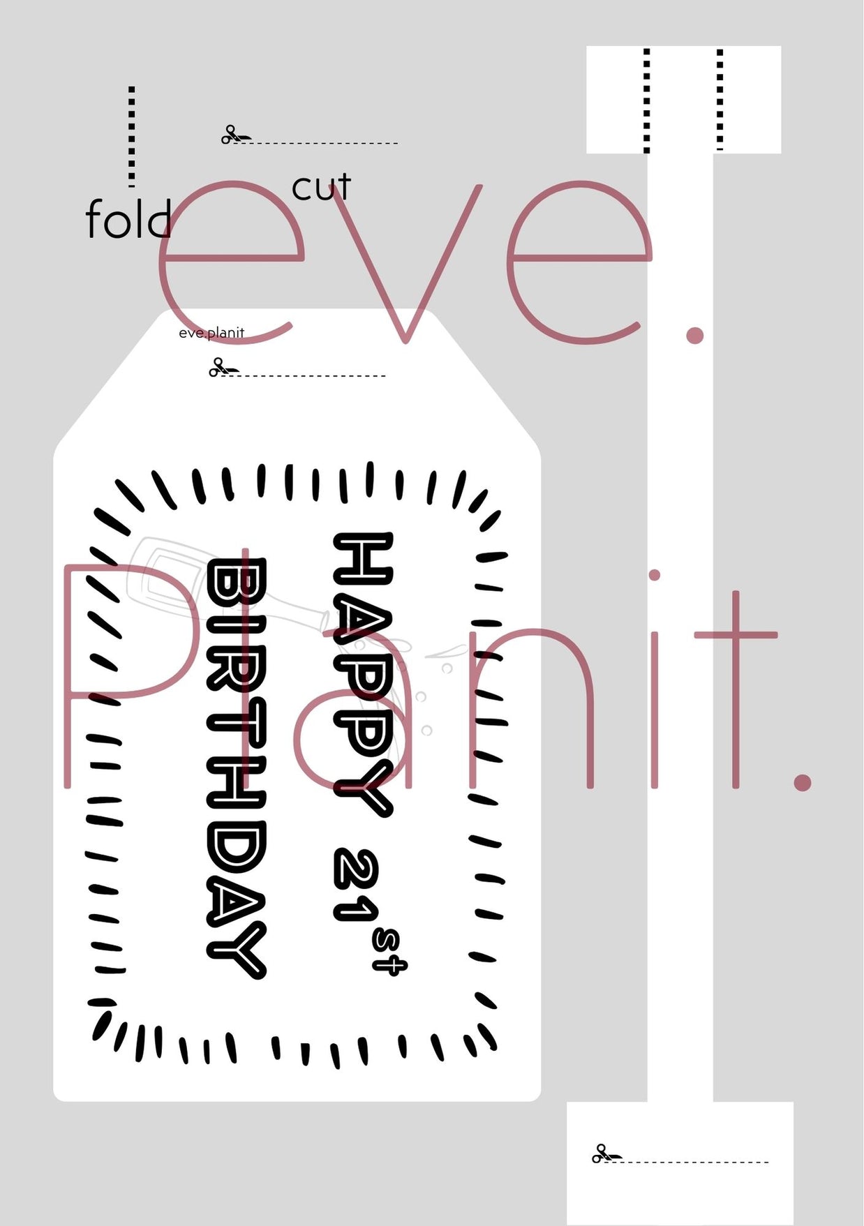 Happy 21st Birthday Black&White Wine Bottle DIY Tags