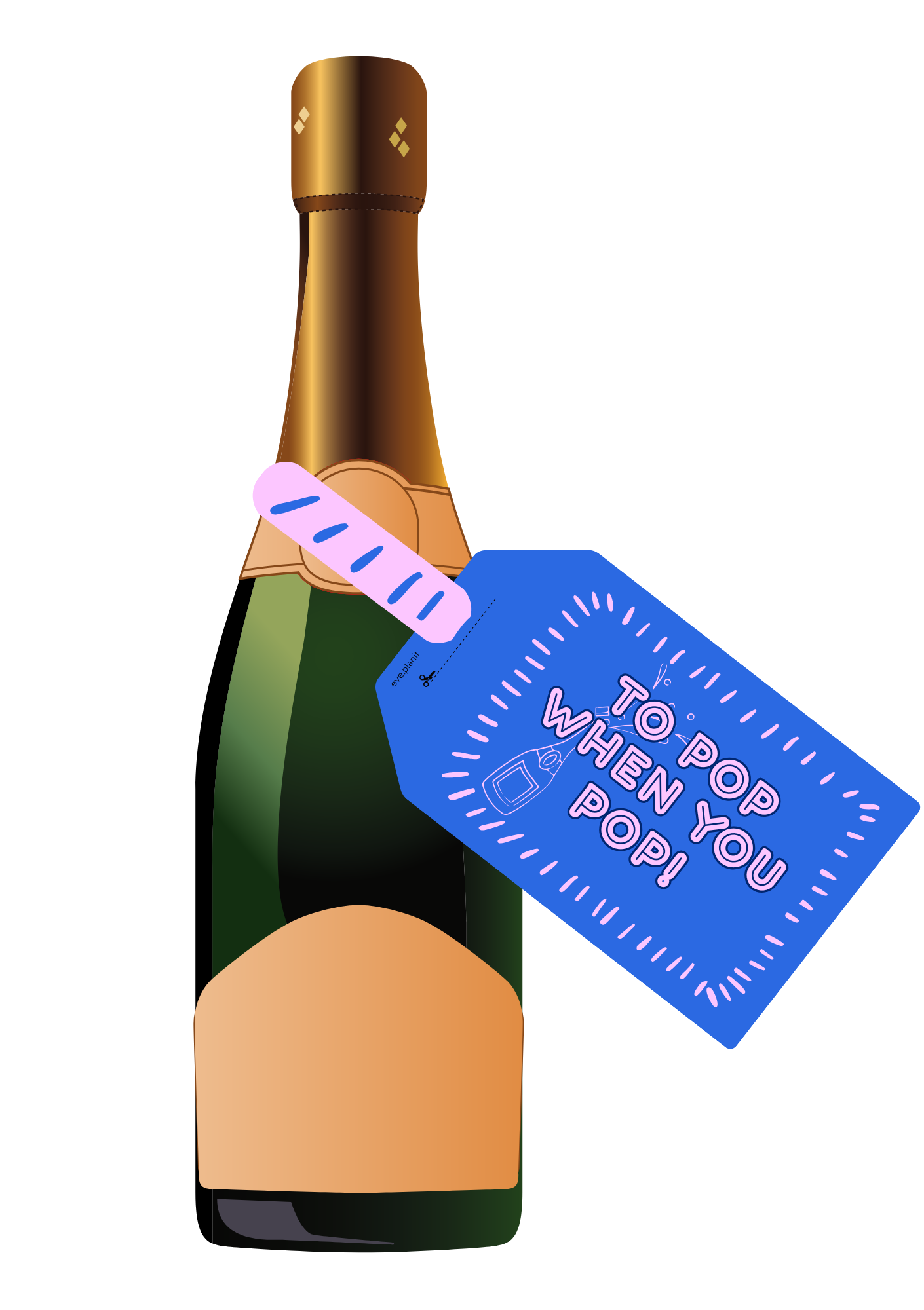 Baby Shower 'TO POP' Wine Bottle DIY Tag (Blue/Pink)
