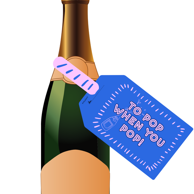 Baby Shower 'TO POP' Wine Bottle DIY Tag (Blue/Pink)