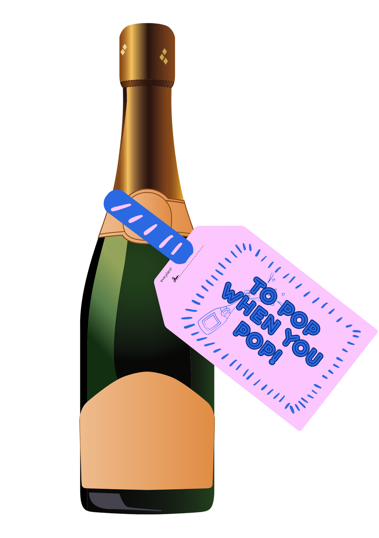 Baby Shower 'TO POP' Wine Bottle DIY Tag (Pink/Blue)