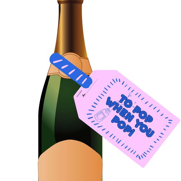 Baby Shower 'TO POP' Wine Bottle DIY Tag (Pink/Blue)