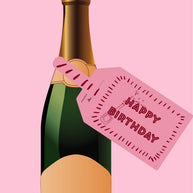 Happy Birthday Pink Crimson Wine Bottle DIY Tags