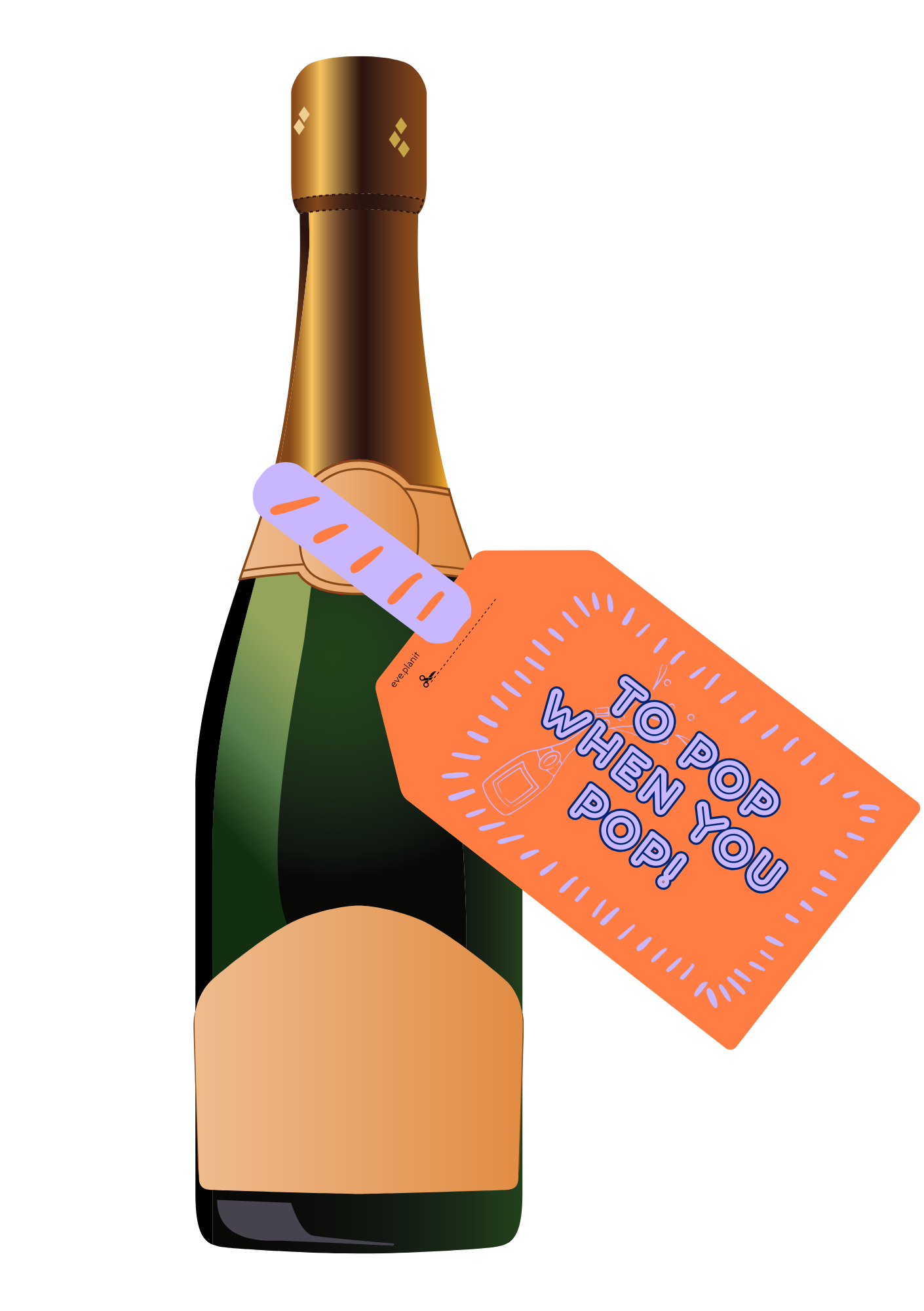 Baby Shower 'TO POP' Wine Bottle DIY Tag (Orange/Purple)