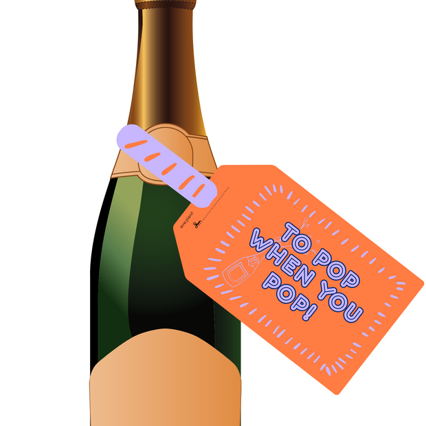 Baby Shower 'TO POP' Wine Bottle DIY Tag (Orange/Purple)