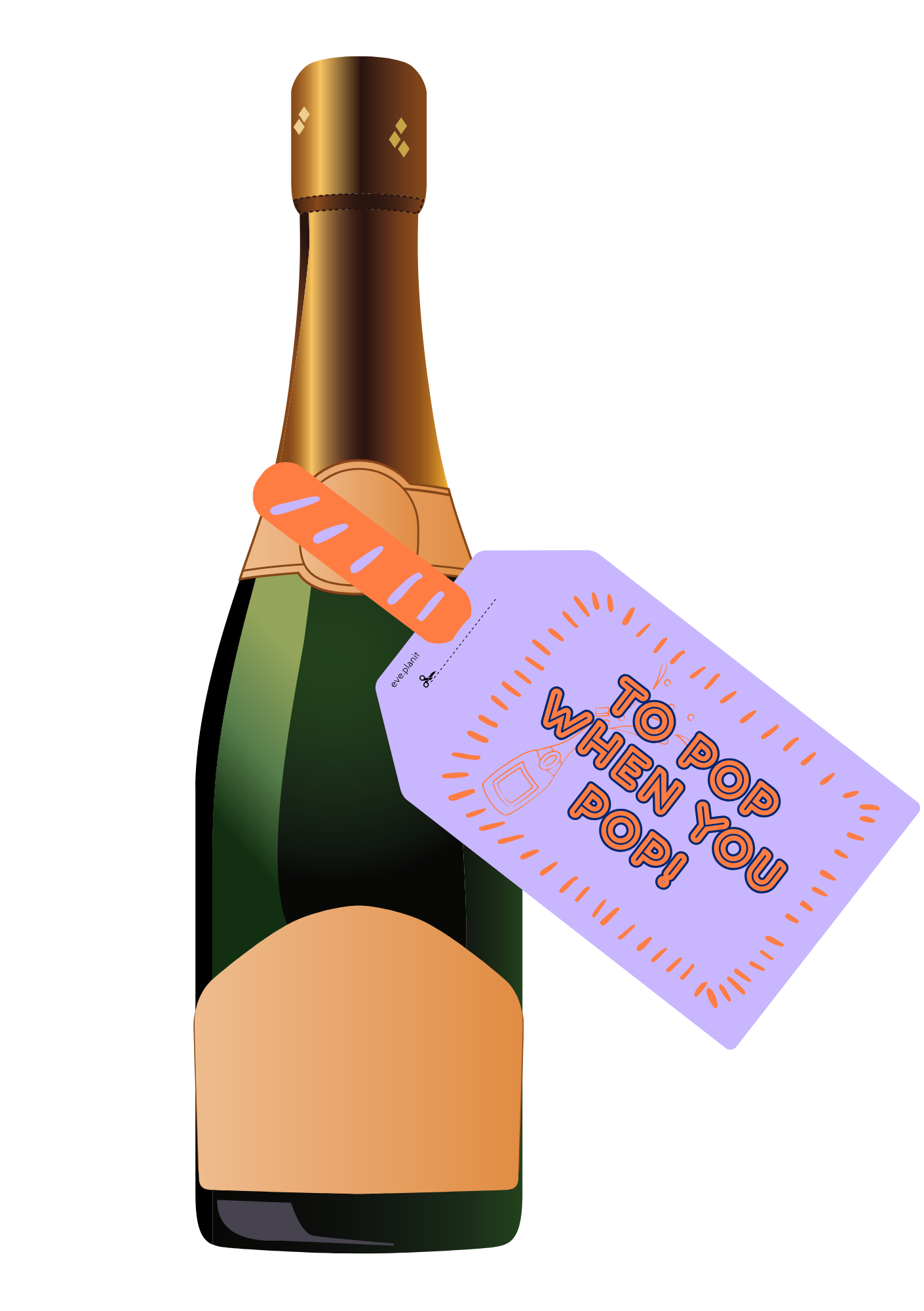 Baby Shower 'TO POP' Wine Bottle DIY Tag (Purple/Orange)