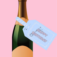 Happy Birthday Baby Blue Wine Bottle DIY Tags