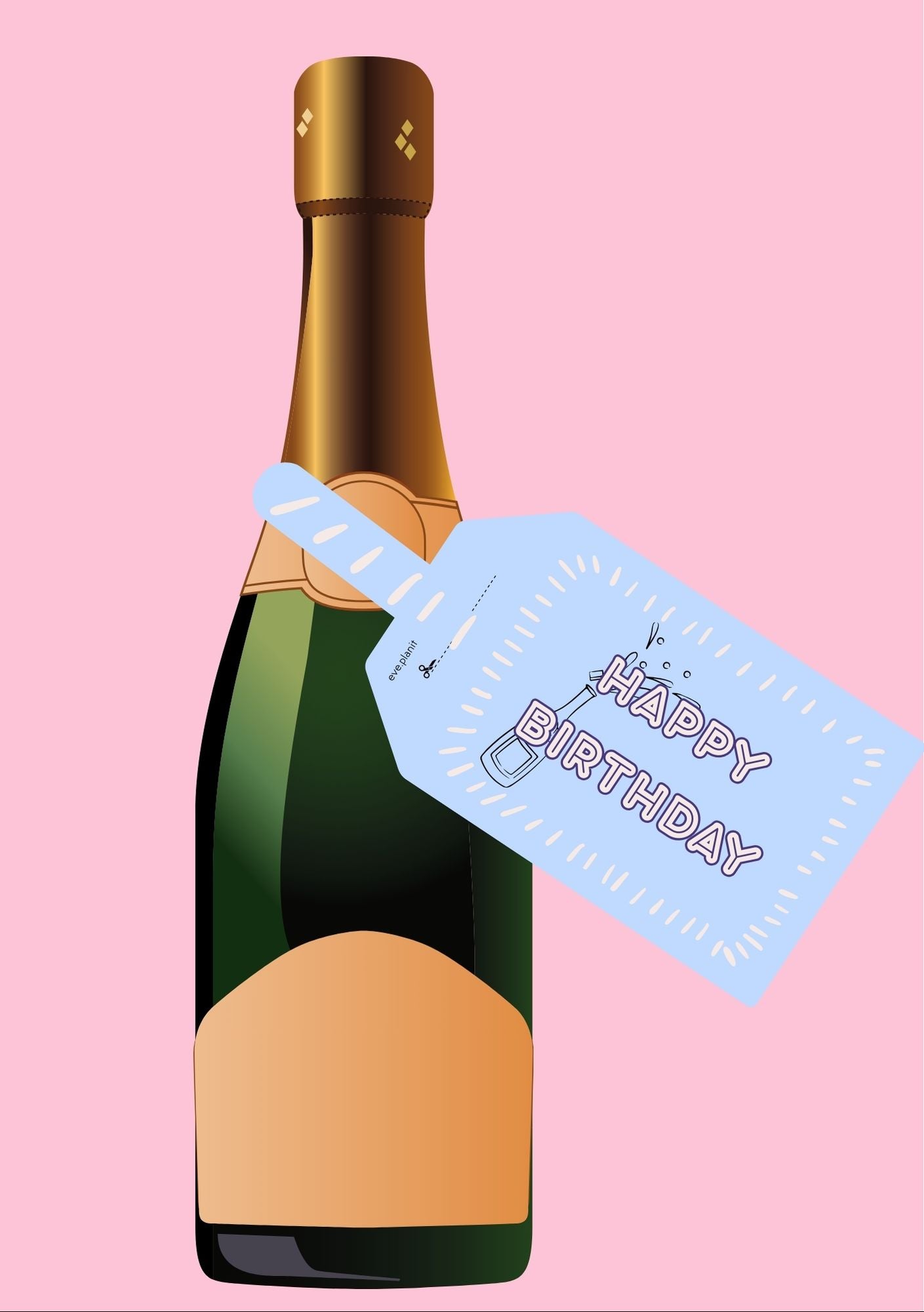 Happy Birthday Baby Blue Wine Bottle DIY Tags