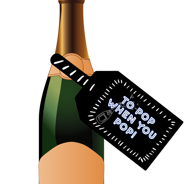 Baby Shower 'TO POP' Wine Bottle DIY Tag (Black)