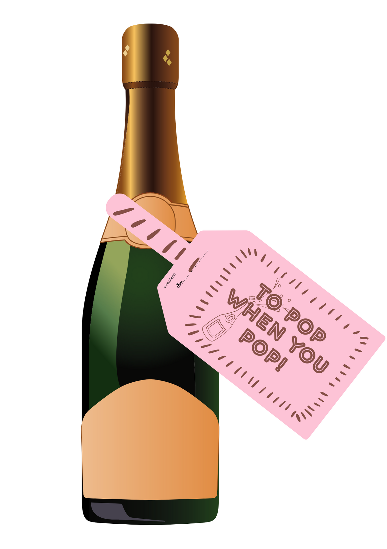 Baby Shower 'TO POP' Wine Bottle DIY Tag (Strawberry/Chocolate)