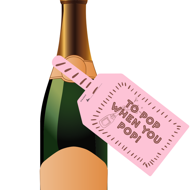 Baby Shower 'TO POP' Wine Bottle DIY Tag (Strawberry/Chocolate)