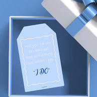 Will you be my bridesmaid & something blue? bag tag style DIY card PINK