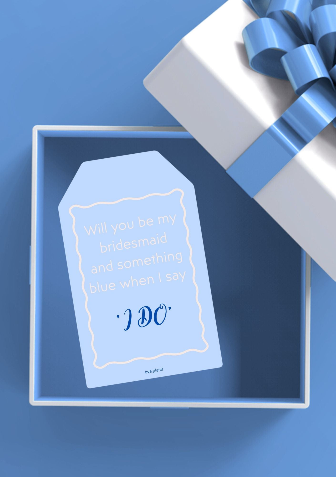 Will you be my bridesmaid & something blue? bag tag style DIY card PINK