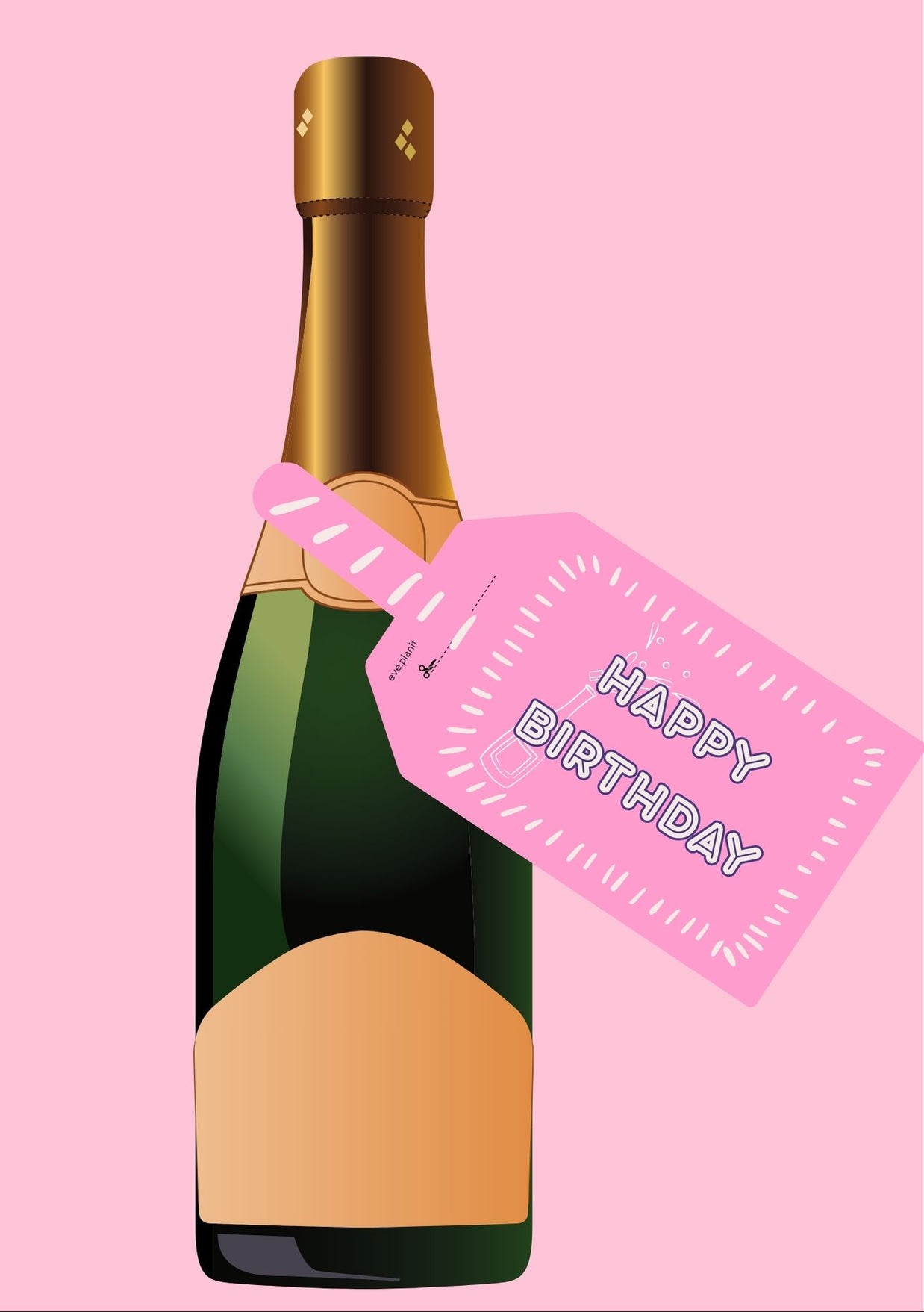 Happy Birthday Baby Pink Wine Bottle DIY Tags