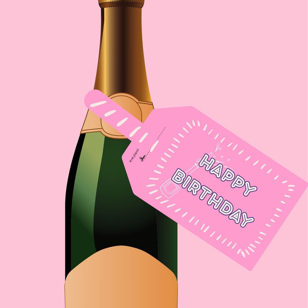Happy Birthday Baby Pink Wine Bottle DIY Tags