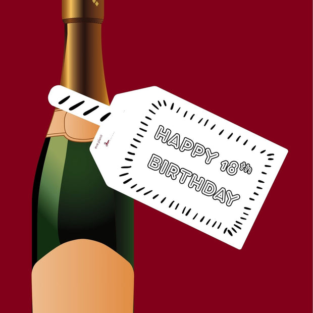 Happy 18th Birthday Black&white Wine Bottle DIY Tags