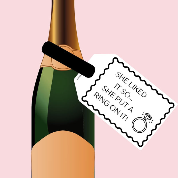 Engagement 'She Put a Ring on it' lyric Wine Bottle DIY Tags
