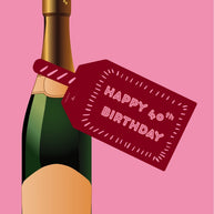 Happy 40th Birthday Maroon/Pink Wine Bottle DIY Tags