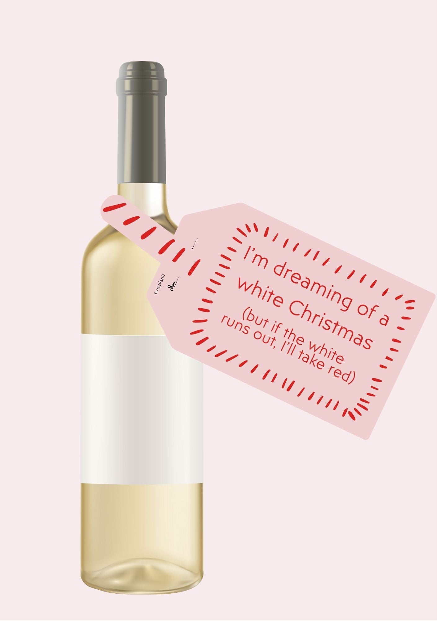 Christmas Wine Bottle DIY Tag (Pink White Christmas)