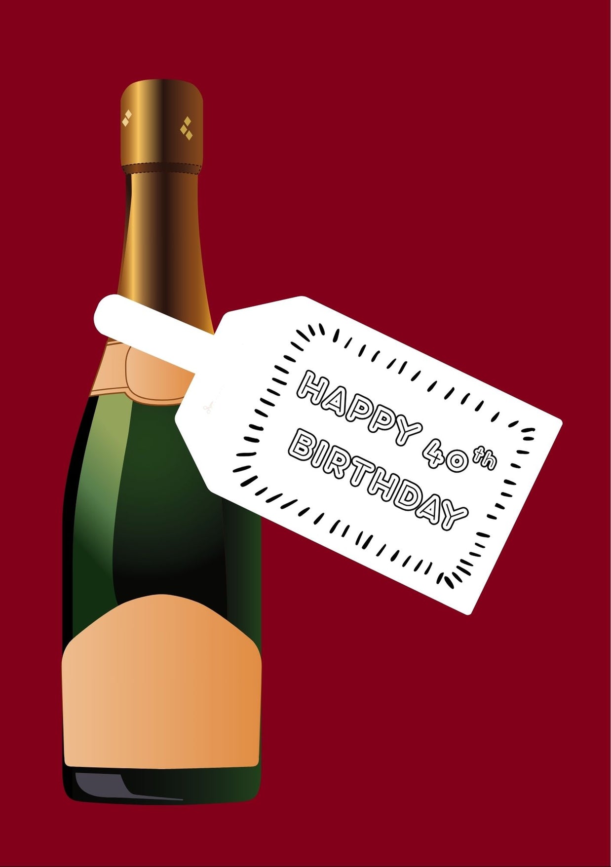 Happy 40th Birthday Baby Black&White Bottle DIY Tags