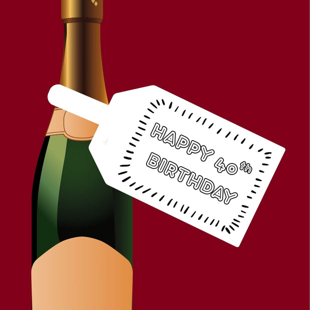 Happy 40th Birthday Baby Black&White Bottle DIY Tags