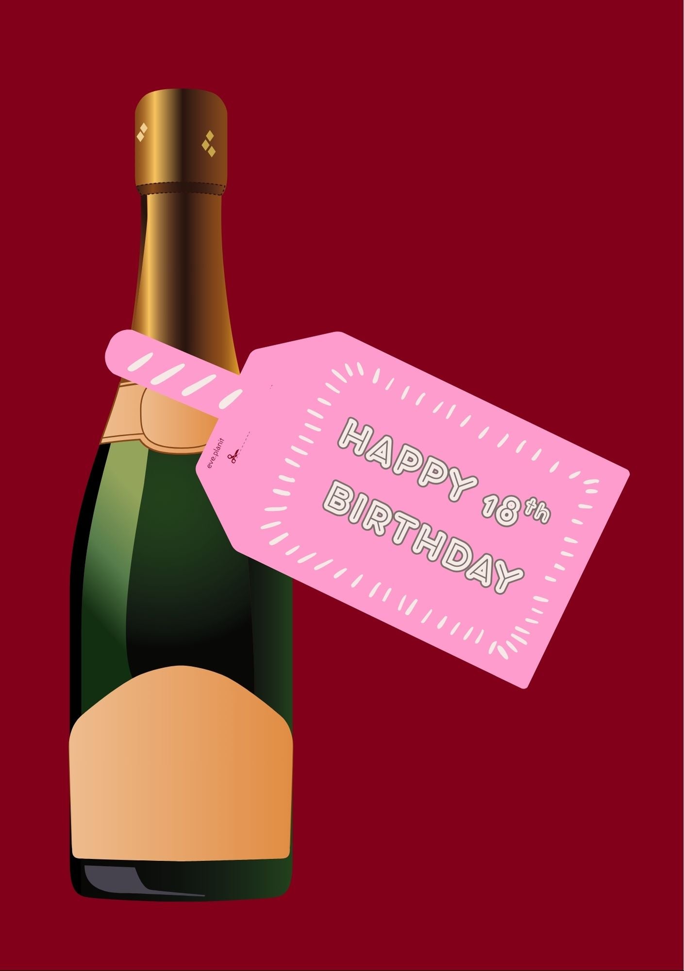 Happy 18th Birthday Baby Pink Wine Bottle DIY Tags