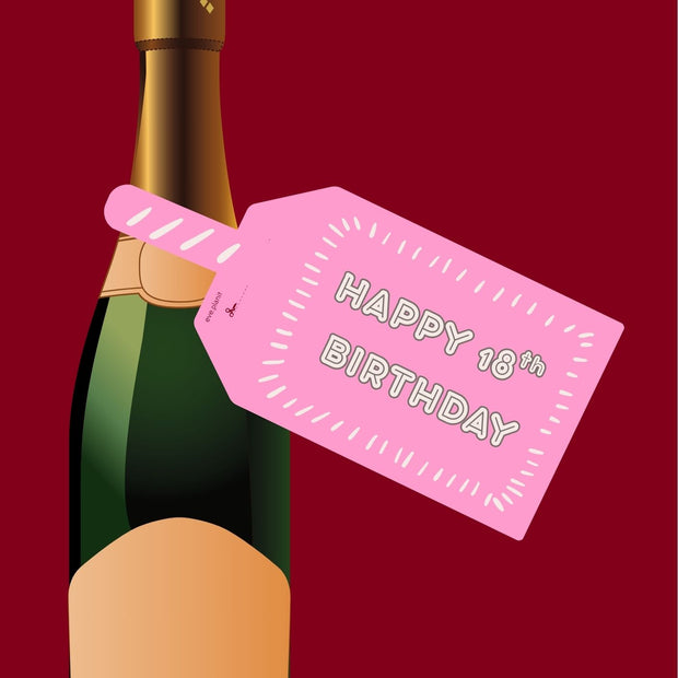 Happy 18th Birthday Baby Pink Wine Bottle DIY Tags
