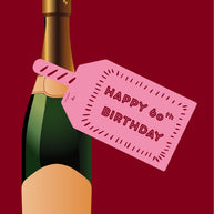 Happy 60th Birthday Pink Crimson Bottle DIY Tags