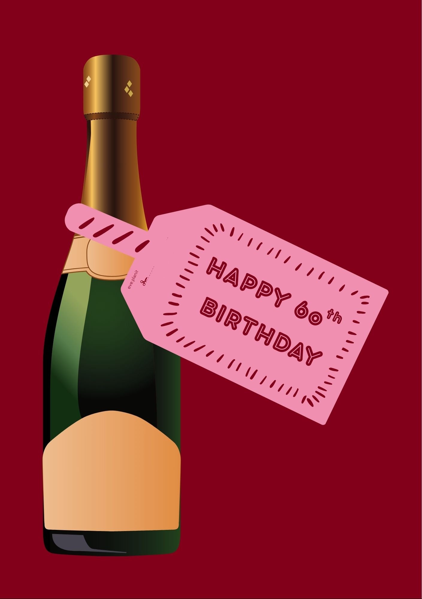 Happy 60th Birthday Pink Crimson Bottle DIY Tags