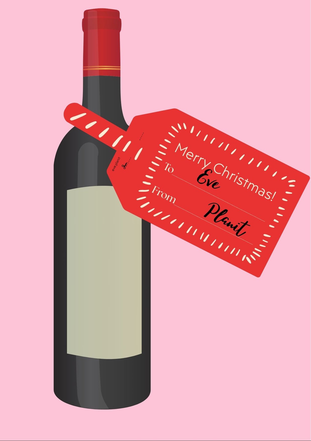 Christmas Wine Bottle DIY Tag To-From (RED)