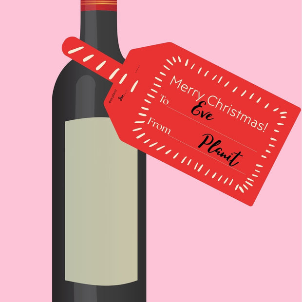Christmas Wine Bottle DIY Tag To-From (RED)