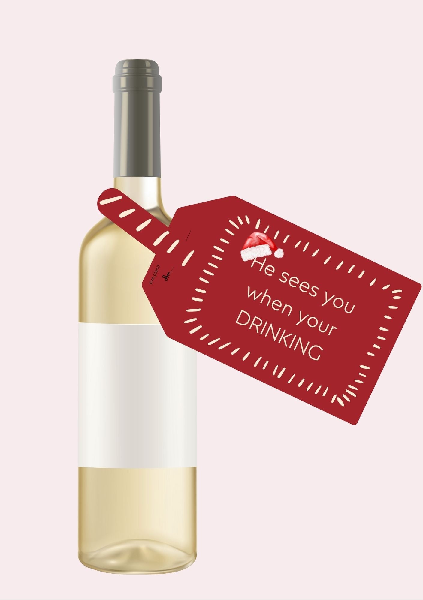 Christmas Wine Bottle DIY Tag (He sees you when you're drinking RED)