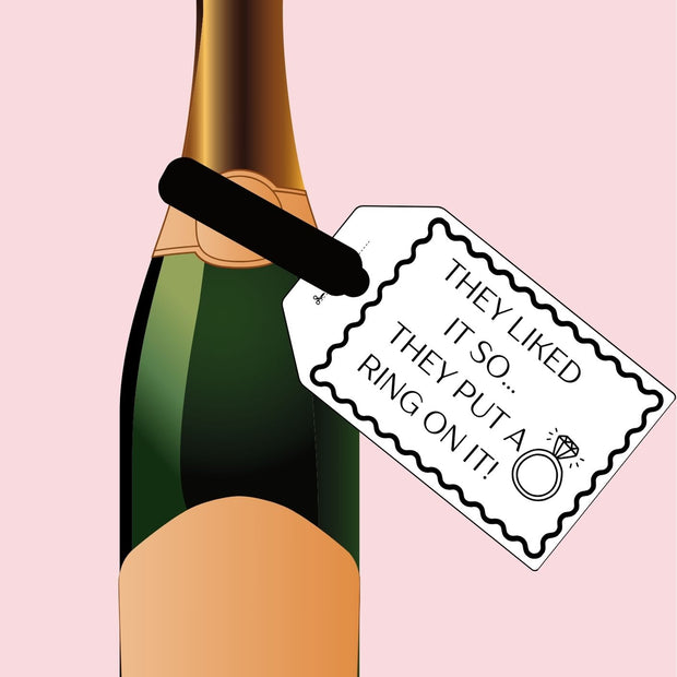 Engagement 'They Put a Ring on it' lyric Wine Bottle DIY Tags
