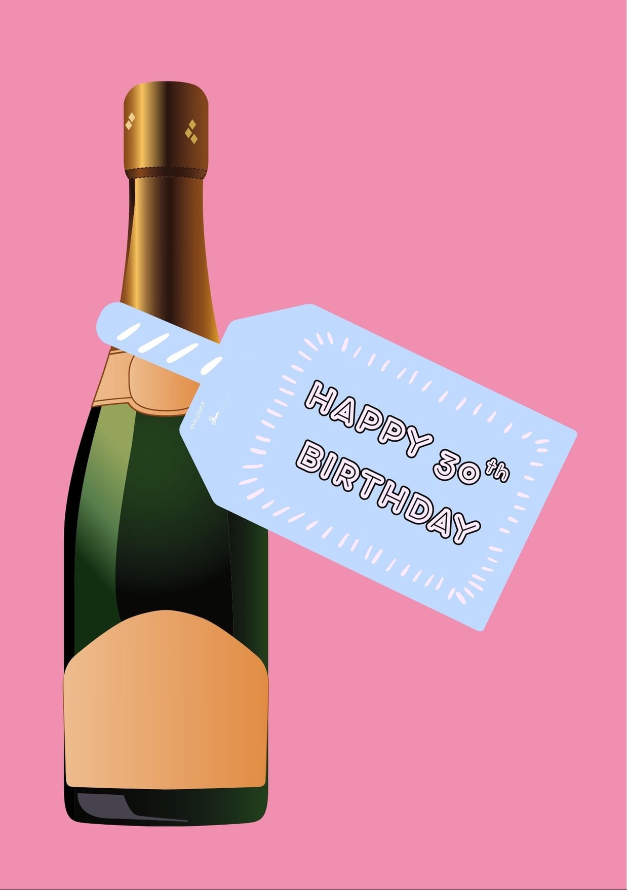 Happy 30th Birthday Baby Blue Wine Bottle DIY Tags